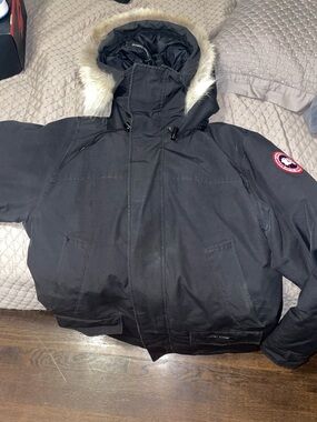 Canada Goose Black Parka with Fur-Trimmed Hood